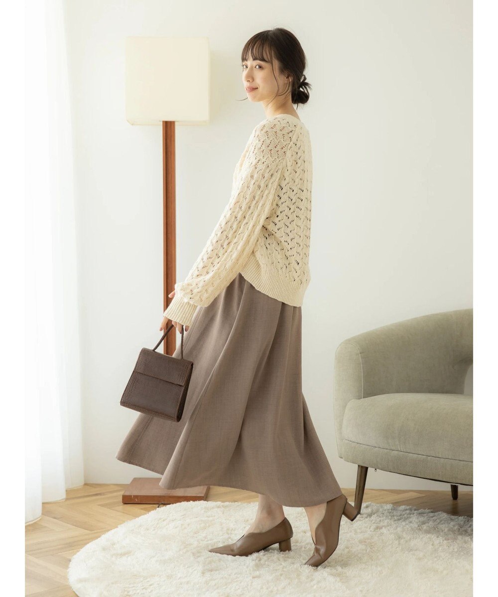 earth music&ecology スラブコットンレース編みカーディガン 