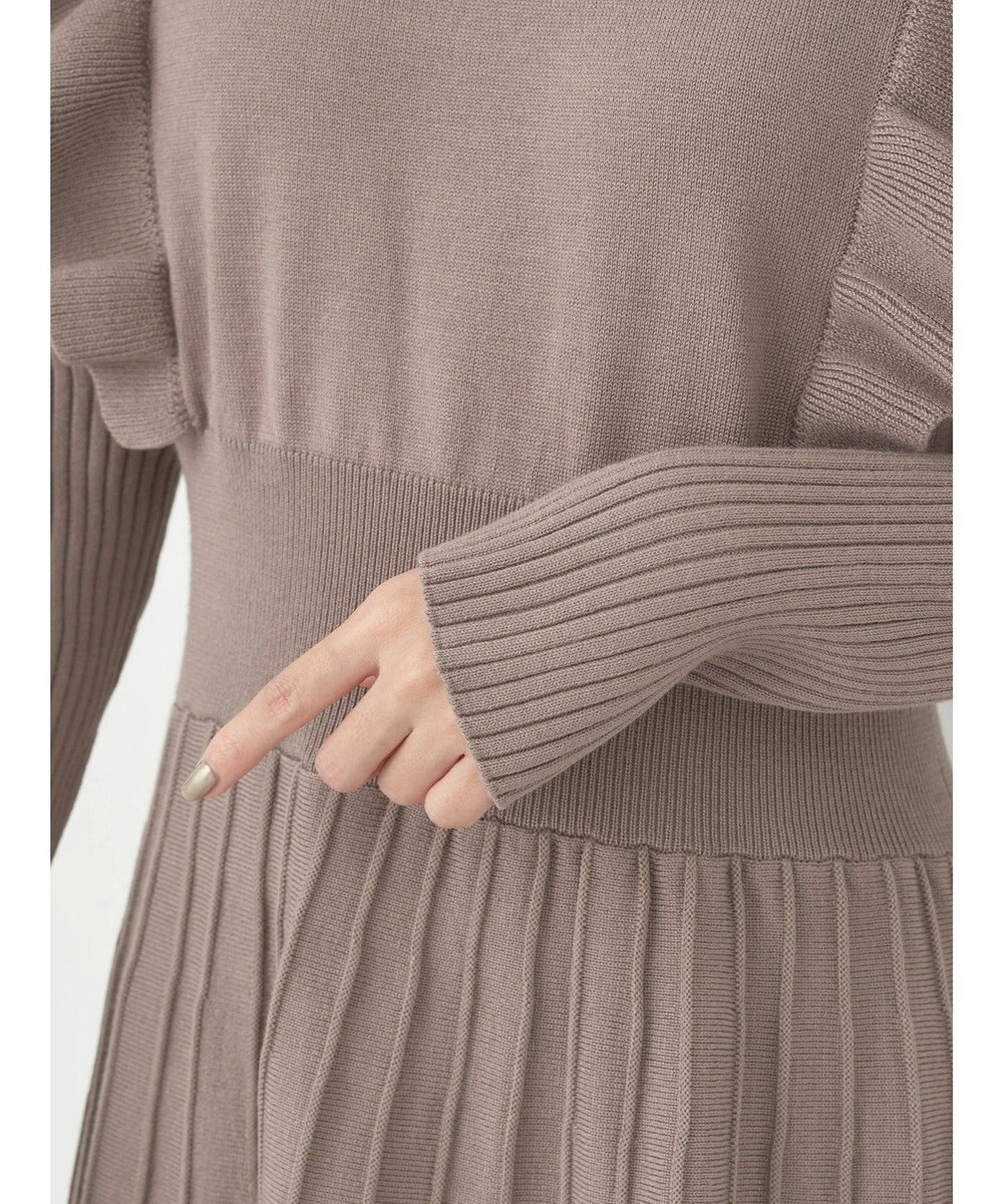 earth music&ecology ショルダーフリルニットワンピース 