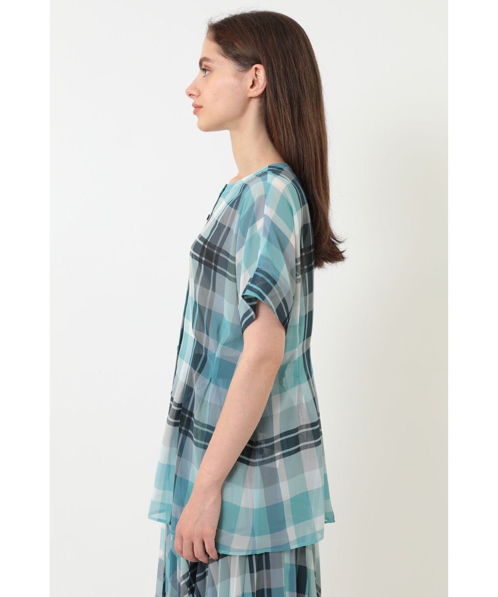 DAKS ビッグトランスチェックシフォンブラウス 