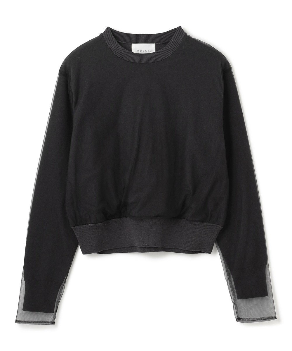 BEIGE， 【洗える】MYRTLE / チュールレイヤードクルーネックトップス 