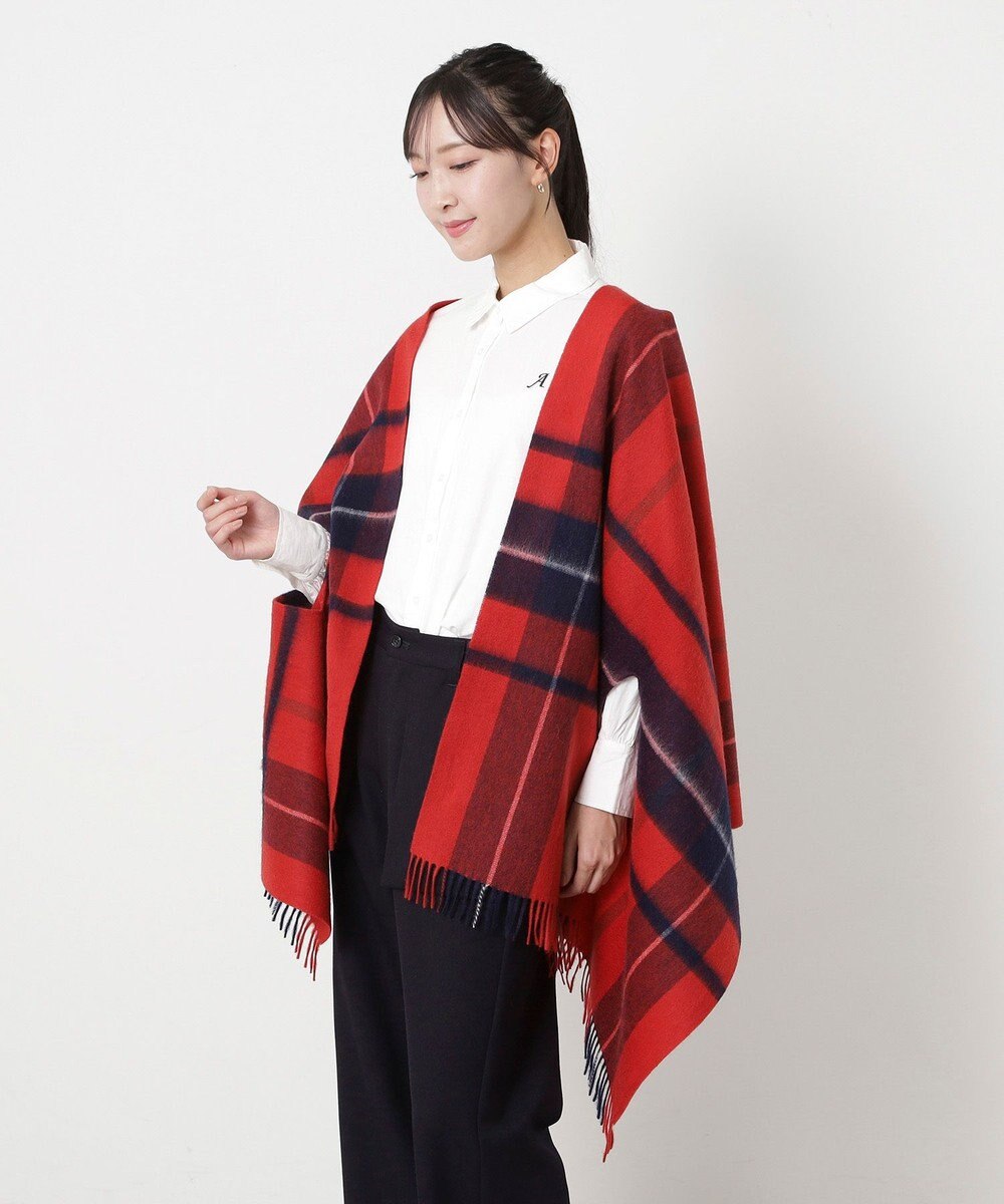 MOONBAT MACKINTOSH PHILOSOPHY(マッキントッシュ フィロソフィー）ウール100% 2WAYチェックポンチョストール 