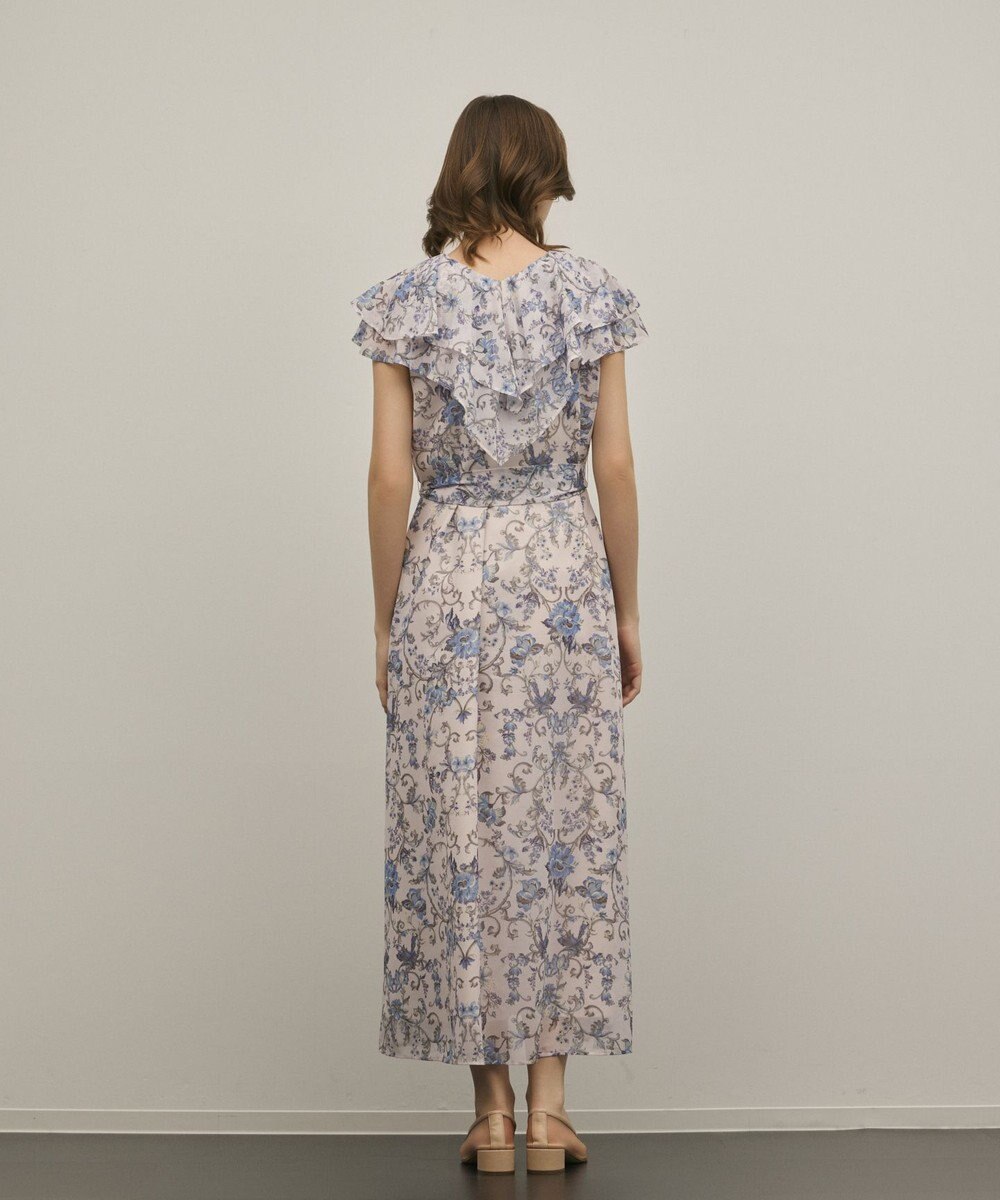 GRACE CONTINENTAL サラサプリントフリルカラーワンピース 