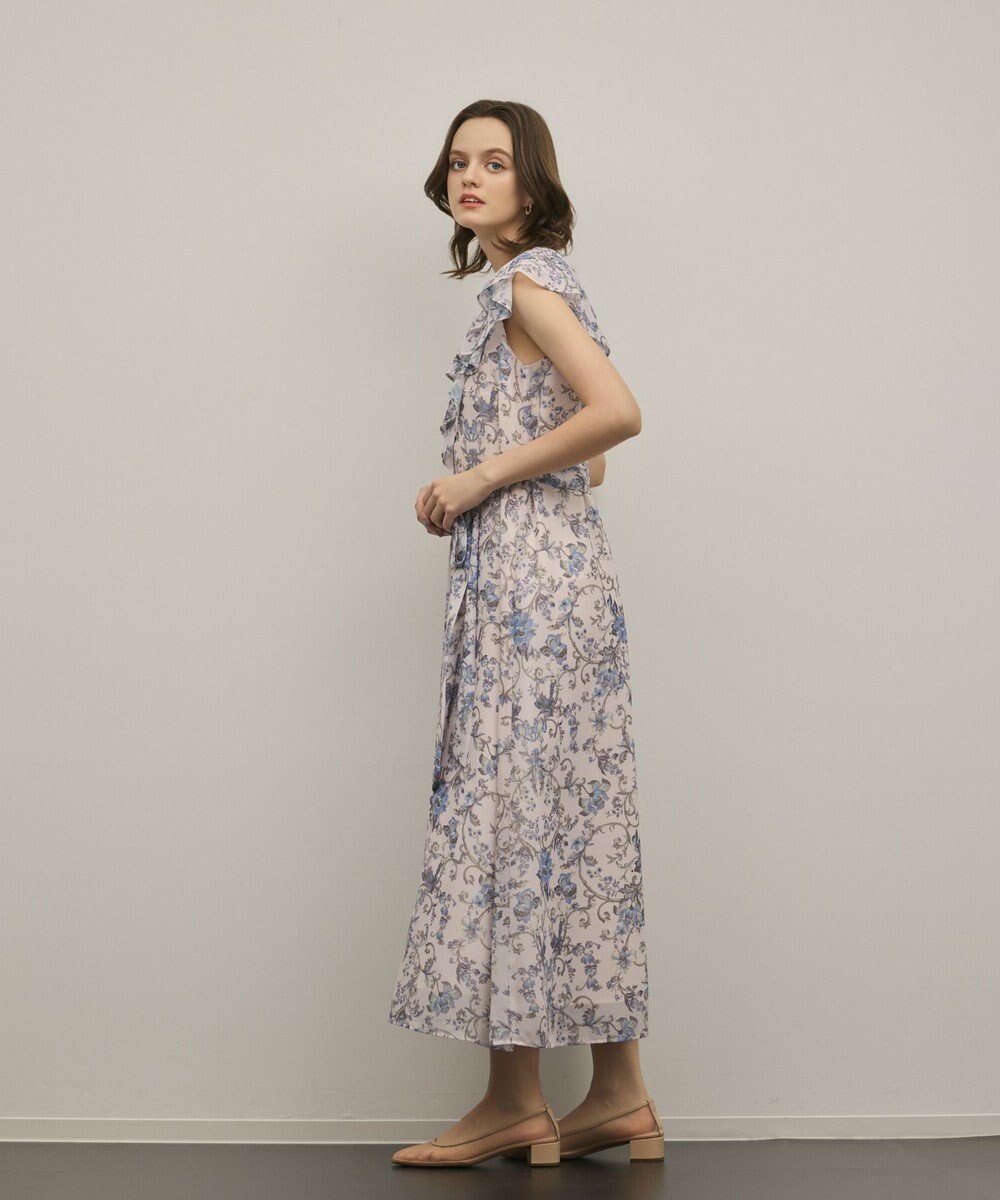 GRACE CONTINENTAL サラサプリントフリルカラーワンピース 