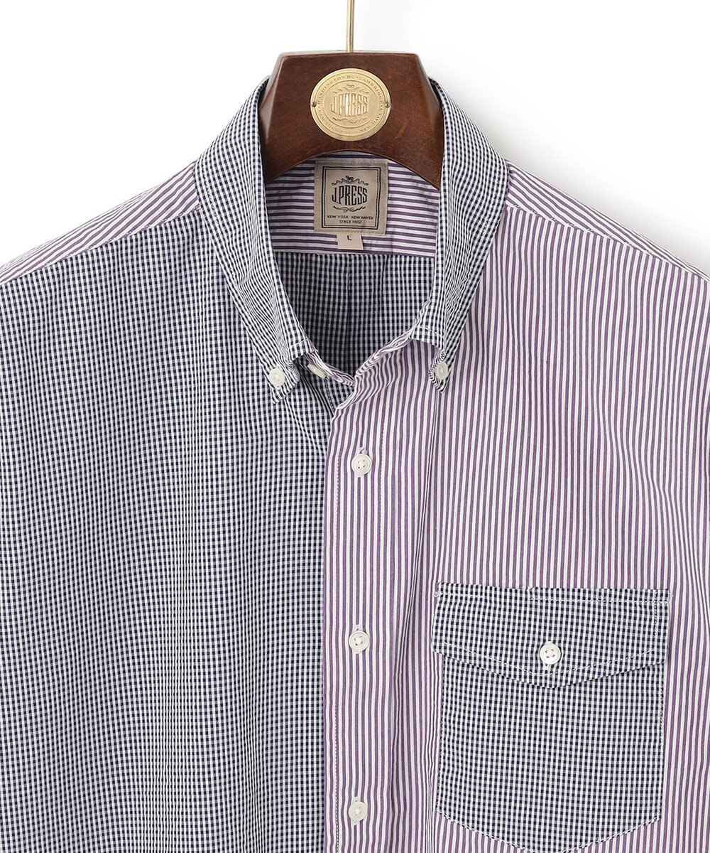 J.PRESS MEN 【クールマックス】クレイジーパターン サッカーシャツ/B.D. 