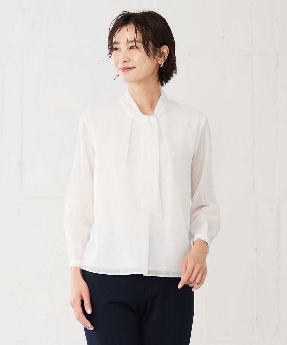 J.PRESS LADIES カチオンストライプ ボウタイ カットソー 