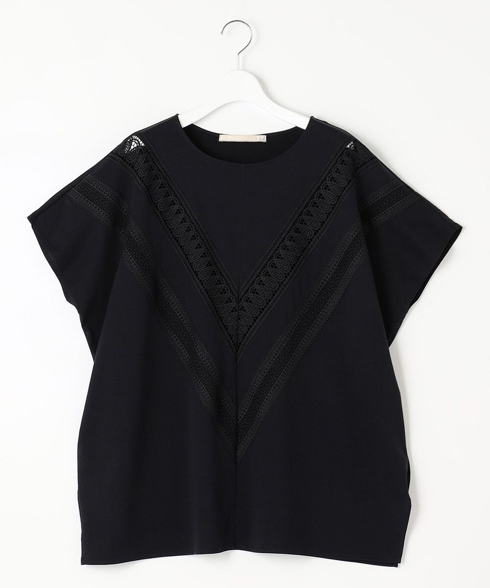 自由区 【洗える・XSサイズあり】レースEDGEフロントレース カットソー 