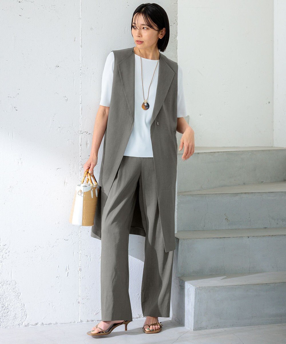 23区 S 【CLASSY.6月号掲載/洗える】リネンレーヨンストレッチ ジレ 