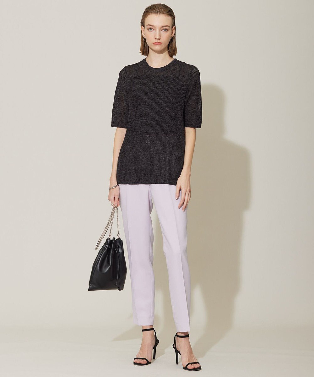 ICB 【WEB限定カラーあり・洗える】 ペーパーブレンドシャインニット 5分袖プルオーバー 