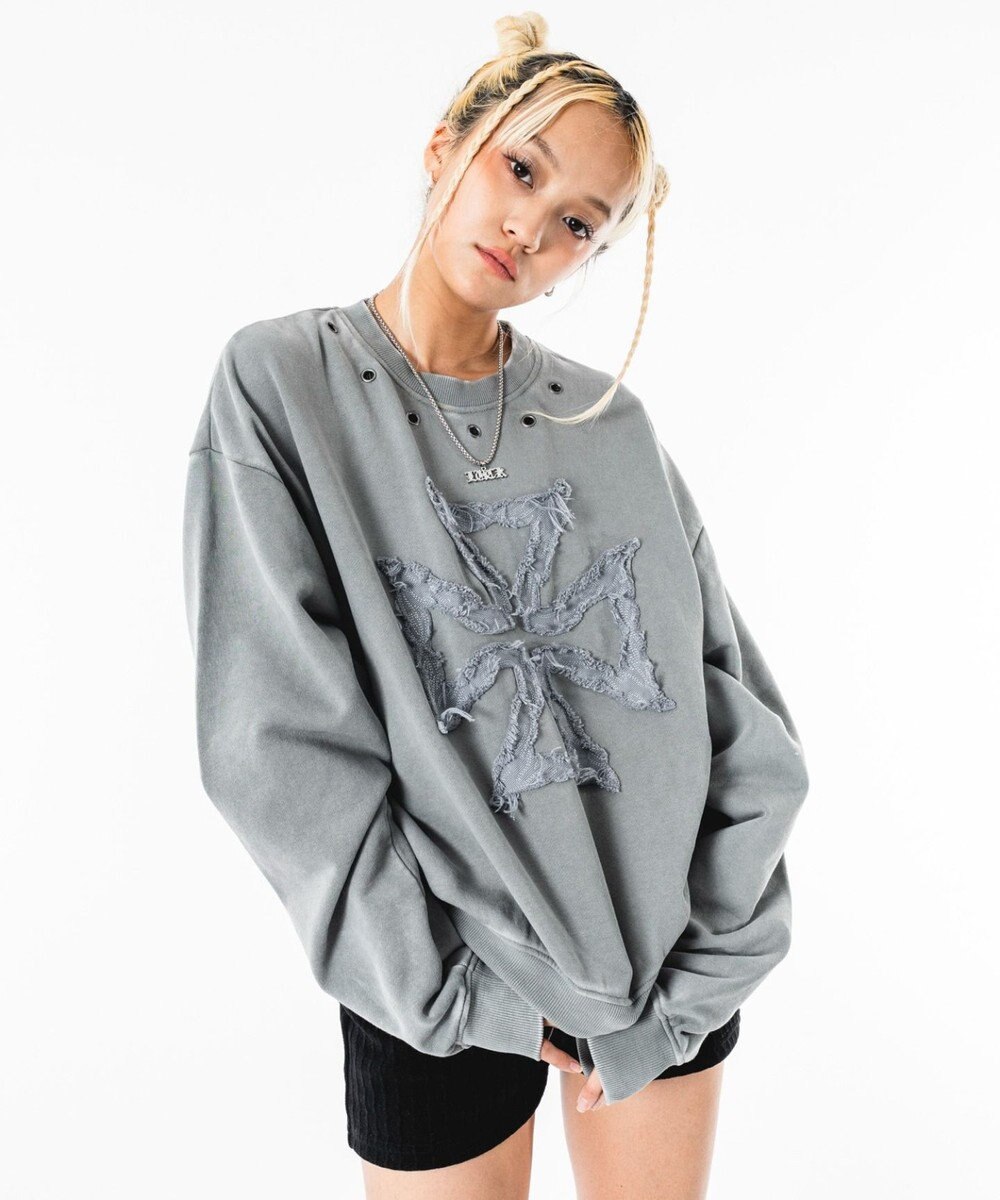 WEGO 【ユニセックス着用ITEM】ブリーチハトメロゴプルオーバー 