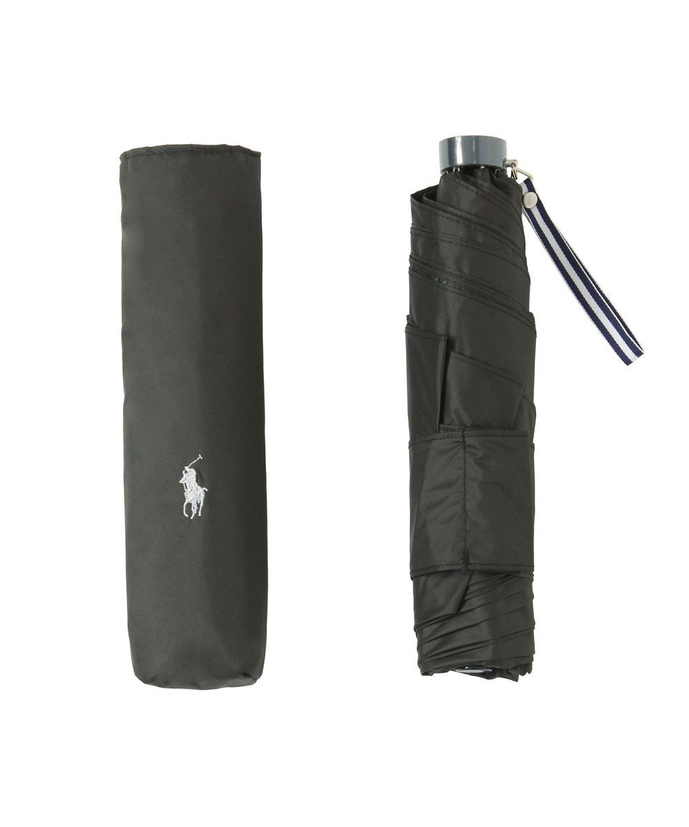 MOONBAT 【遮熱・遮光】POLO RALPH LAUREN(ポロ ラルフローレン)無地 PP刺繍 晴雨兼用 雨傘 折りたたみ傘 簡単開閉 