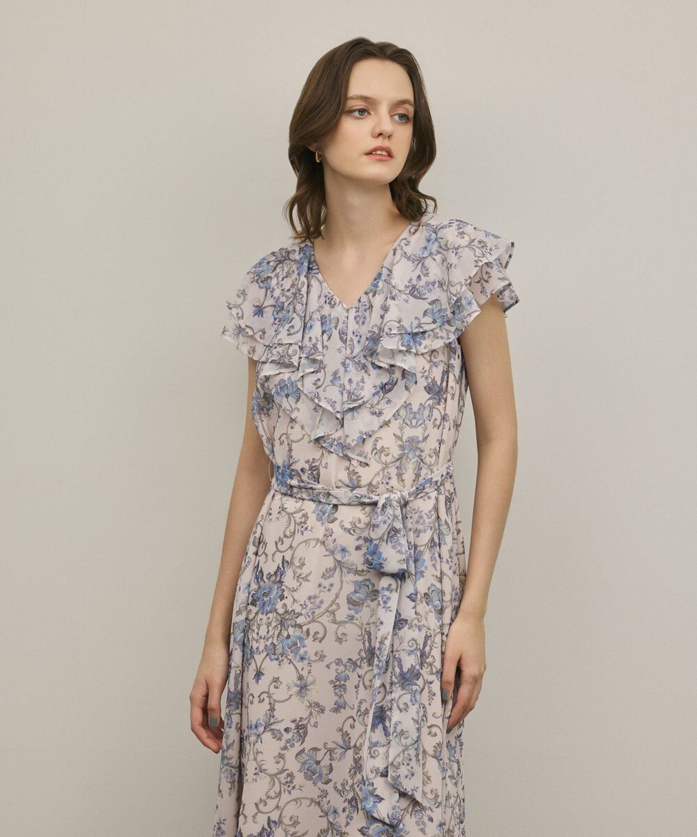 GRACE CONTINENTAL サラサプリントフリルカラーワンピース 