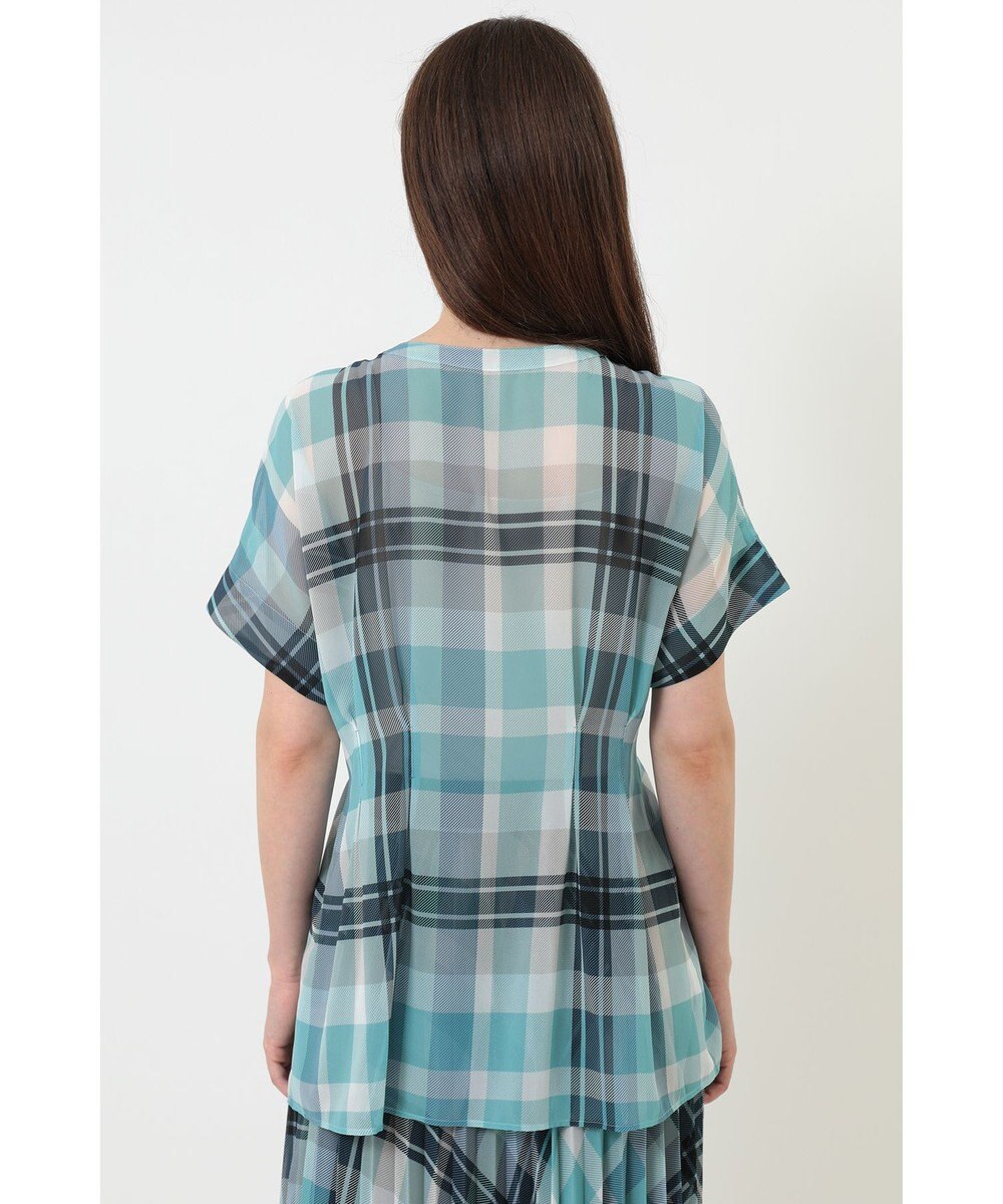 DAKS ビッグトランスチェックシフォンブラウス 