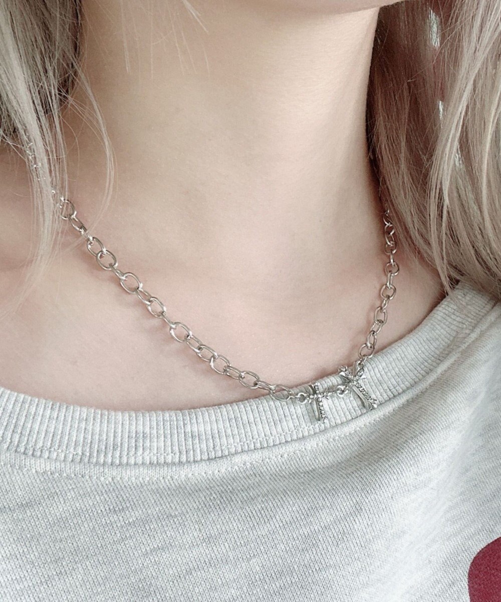 WEGO Lラインストーンダブルモチーフネックレス 