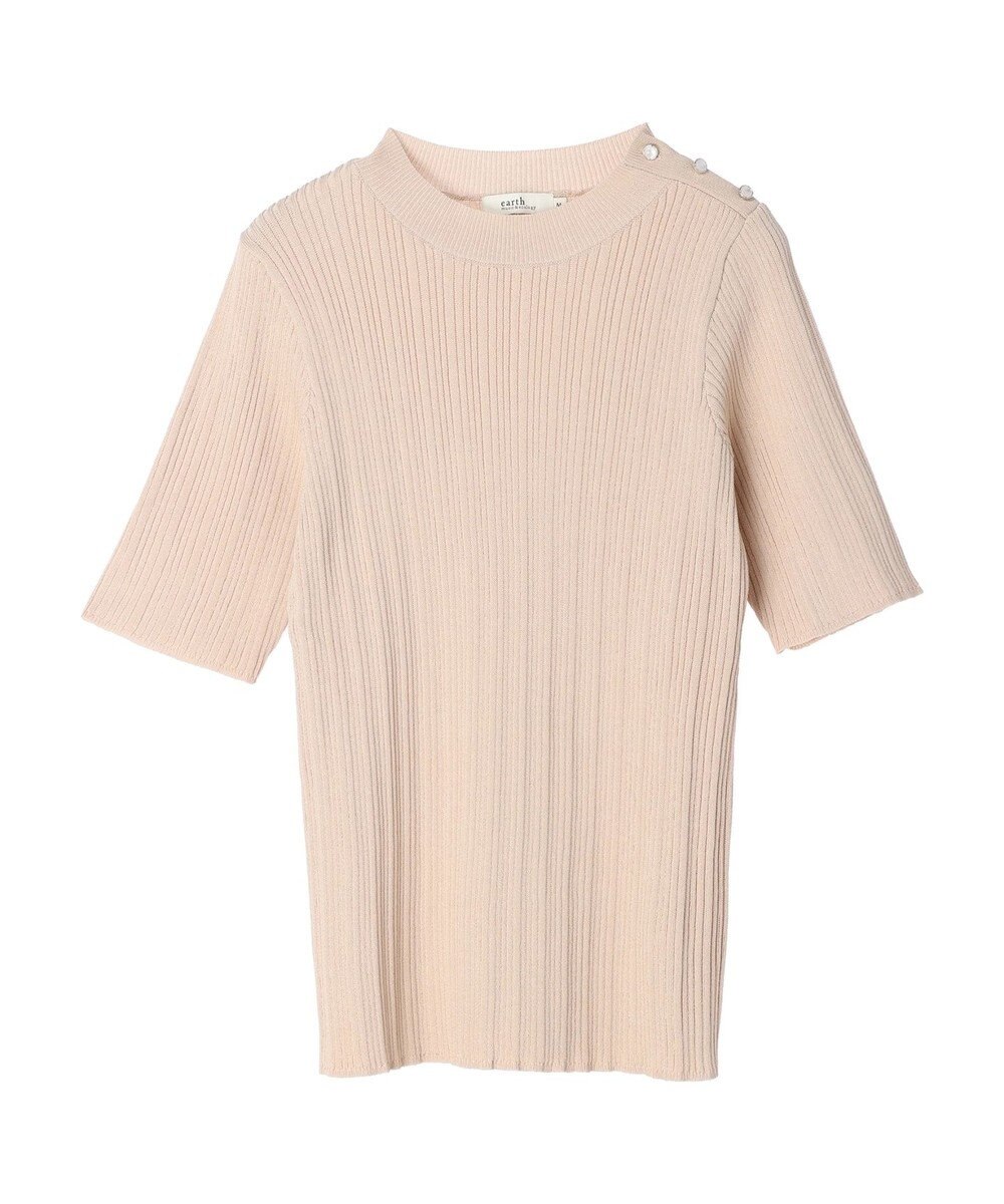 earth music&ecology ショルダーボタンリブニットプルオーバー 