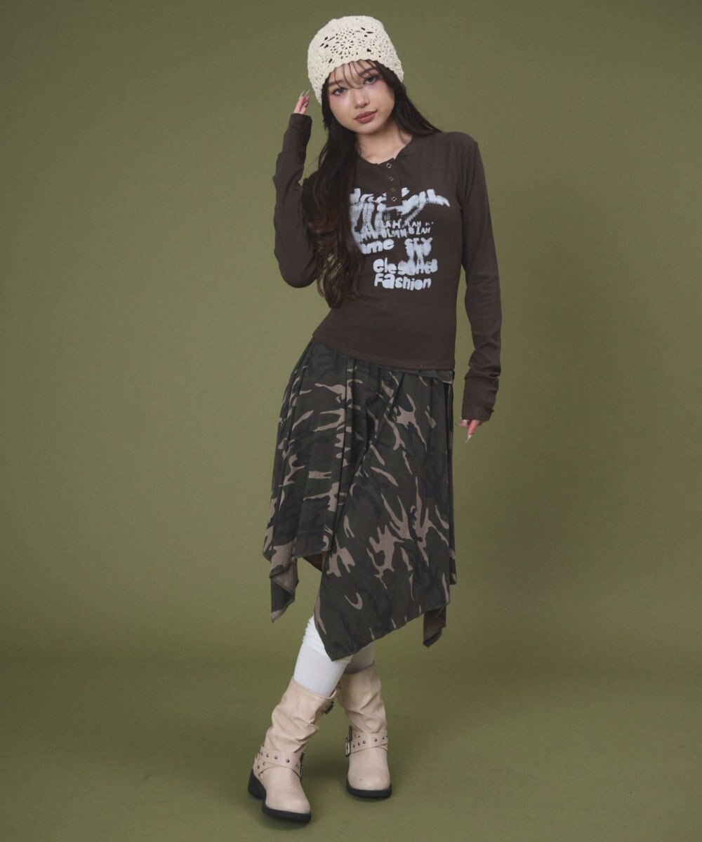 WEGO ヘンリーネックロゴトップ 