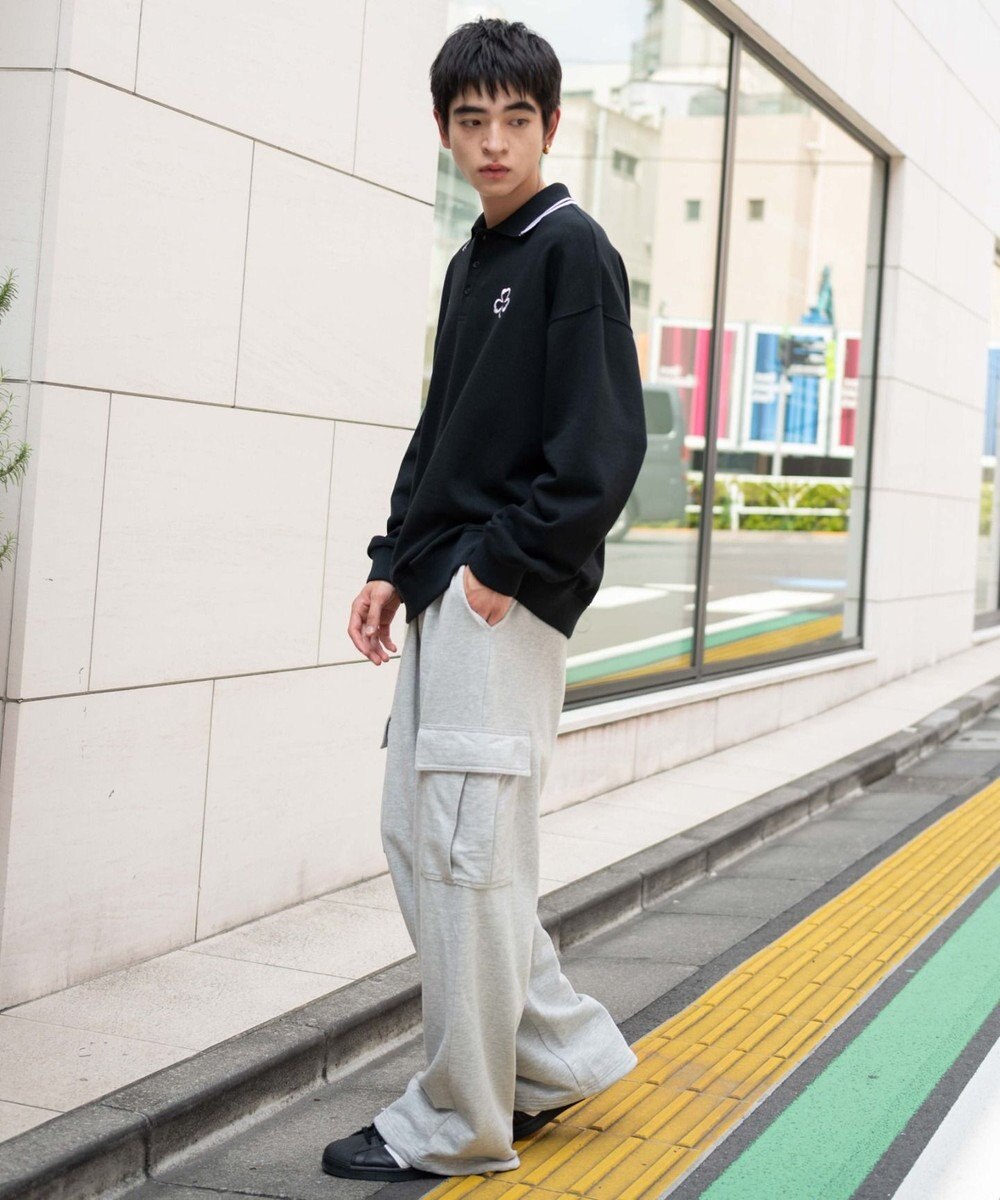 WEGO 【ユニセックス着用ITEM/ウエストゴム/MLサイズ展開】ワイドスウェットカーゴパンツ 