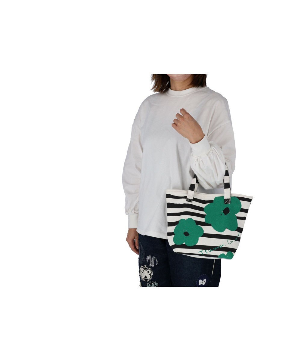 tsumori chisato CARRY フラワーボーダー ハンドバッグ 手提げ 花柄 ボーダー 