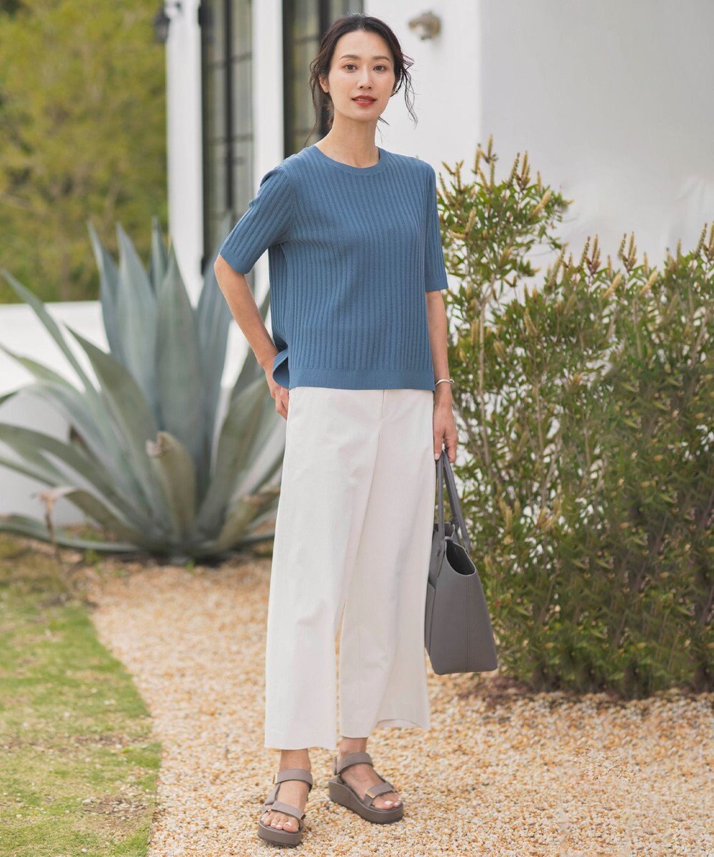 J.PRESS LADIES 【洗える・吸水速乾】麻シェルドライ セミワイド パンツ 