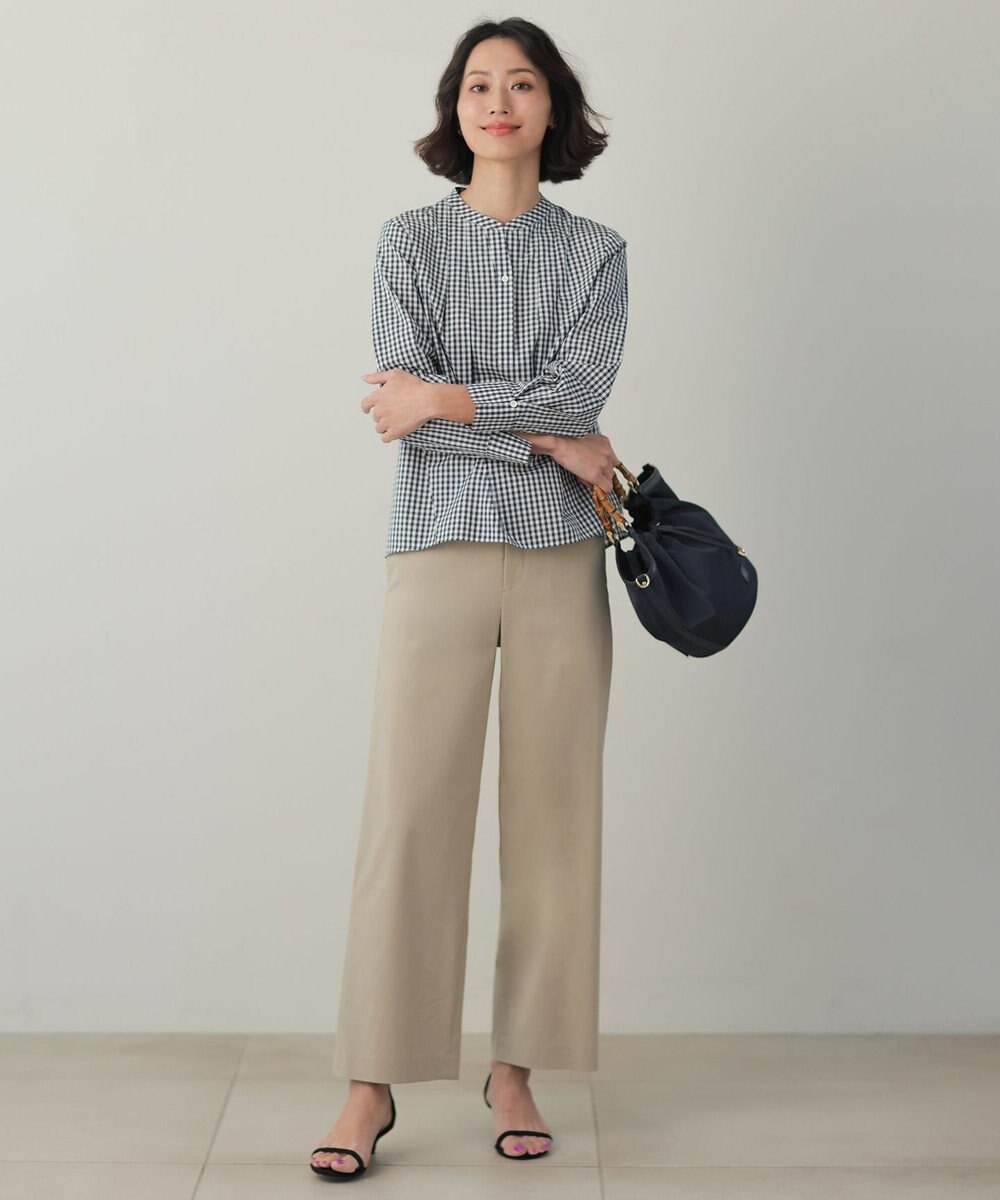 J.PRESS LADIES L 【人気素材・セットアップ対応】セルロースリネンストレッチ セミワイド パンツ 