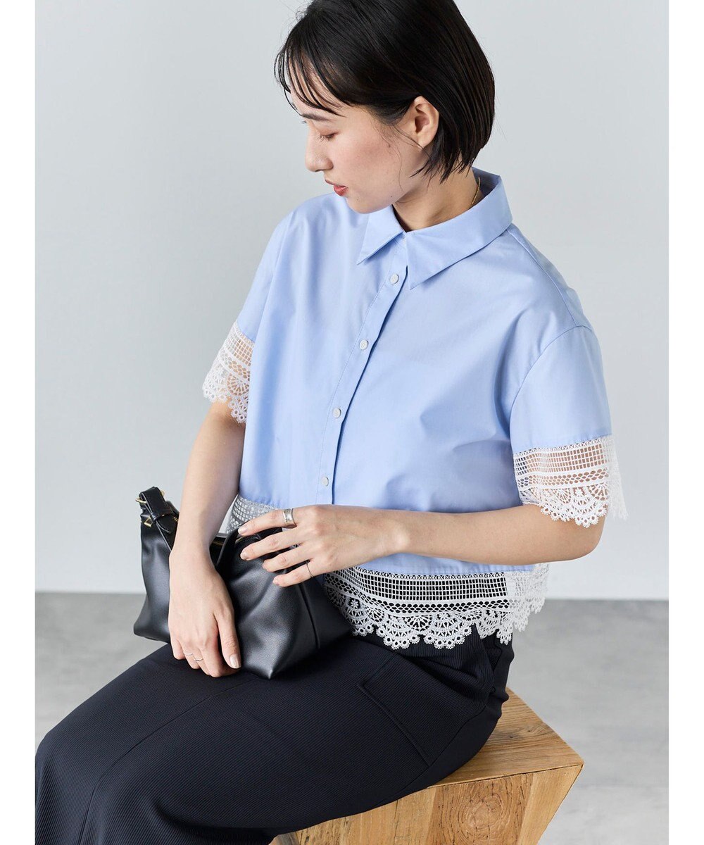 Te chichi レースヘムクロップトシャツ 