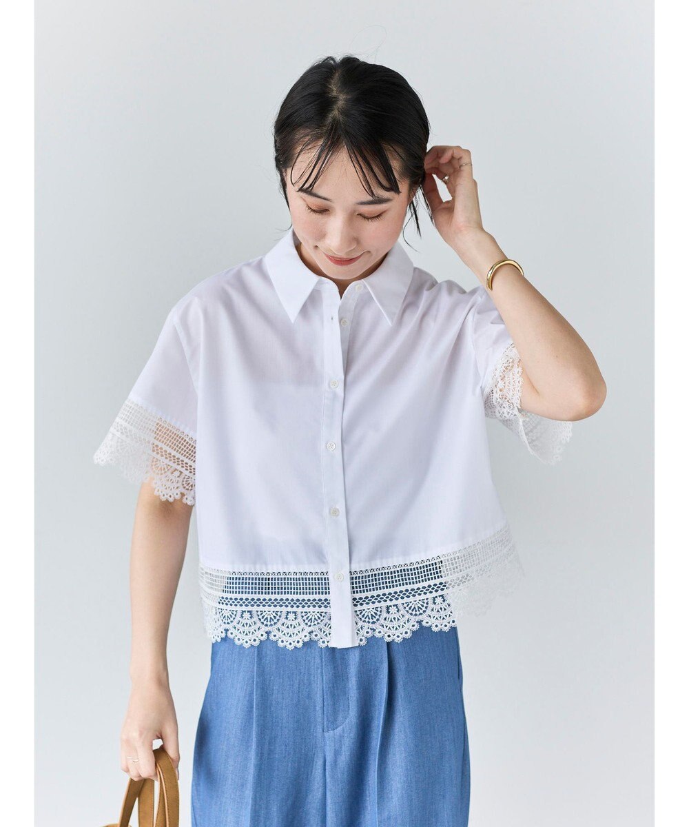 Te chichi レースヘムクロップトシャツ 