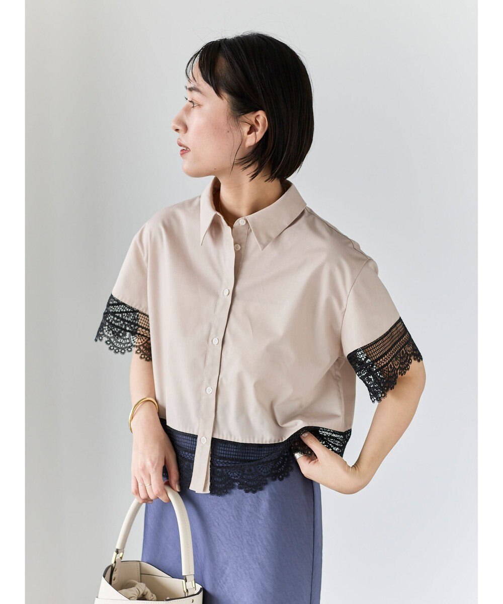 Te chichi レースヘムクロップトシャツ 