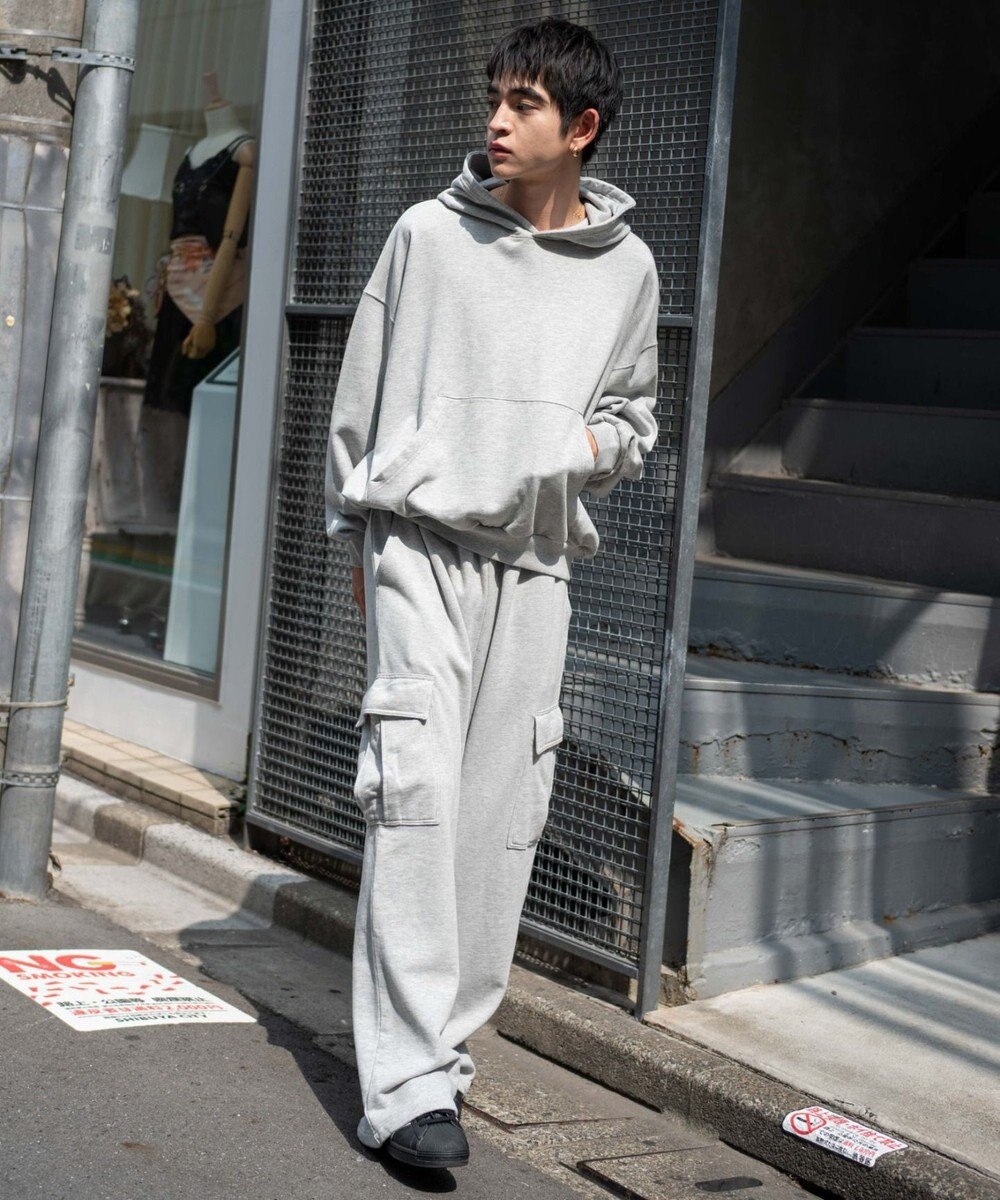 WEGO 【ユニセックス着用ITEM/ウエストゴム/MLサイズ展開】ワイドスウェットカーゴパンツ 