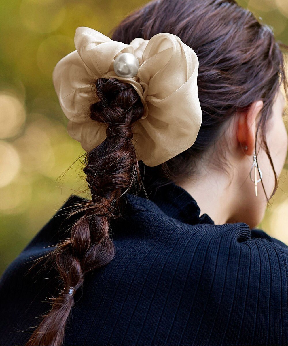 Tiaclasse パール付きオーガンジーシュシュ 