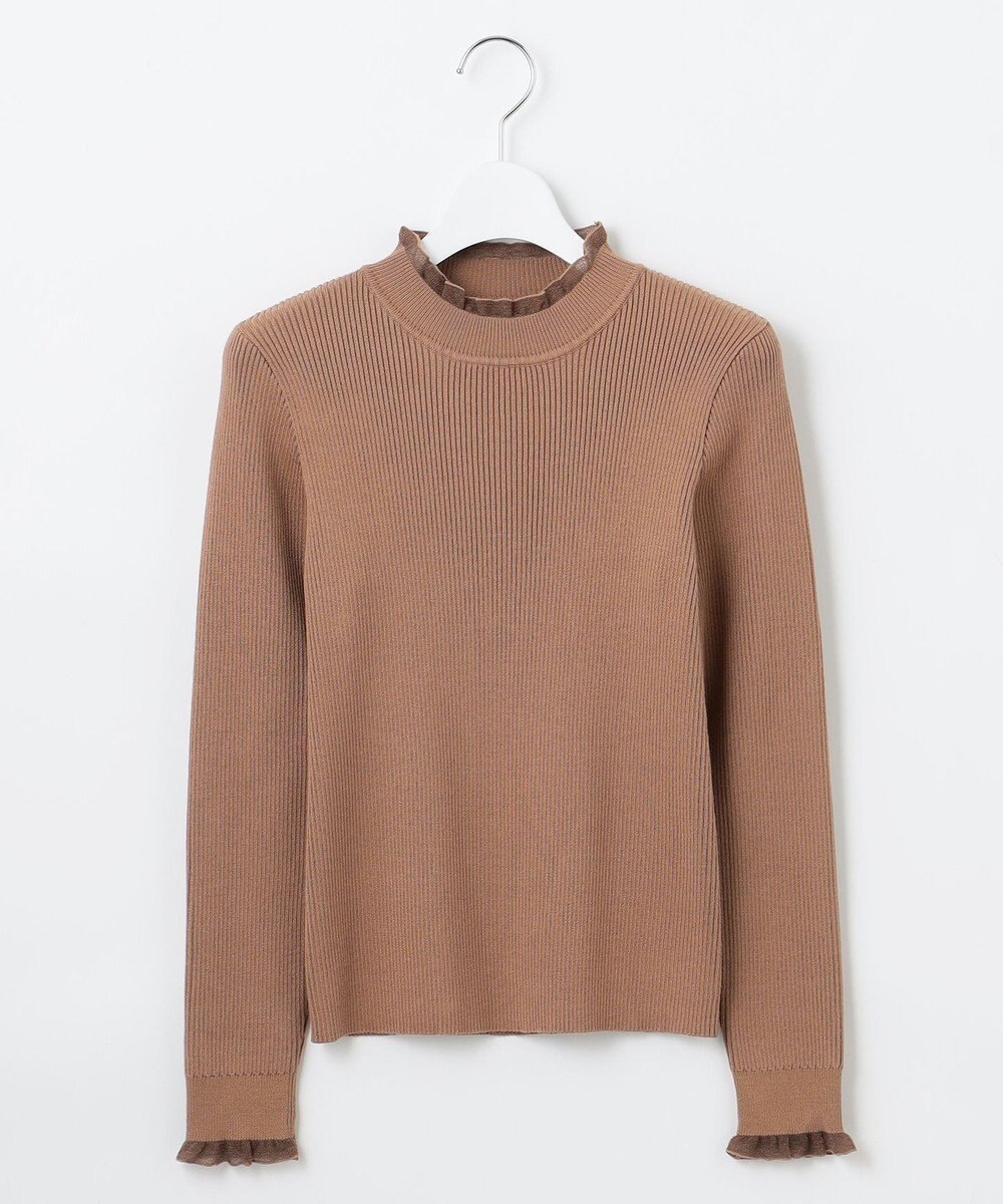 Feroux シアーフリル・ハイネックリブプルオーバー 