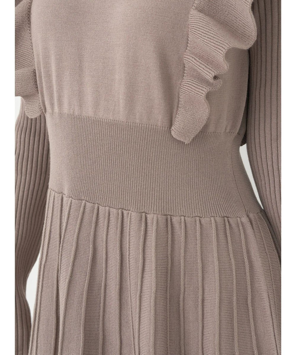 earth music&ecology ショルダーフリルニットワンピース 