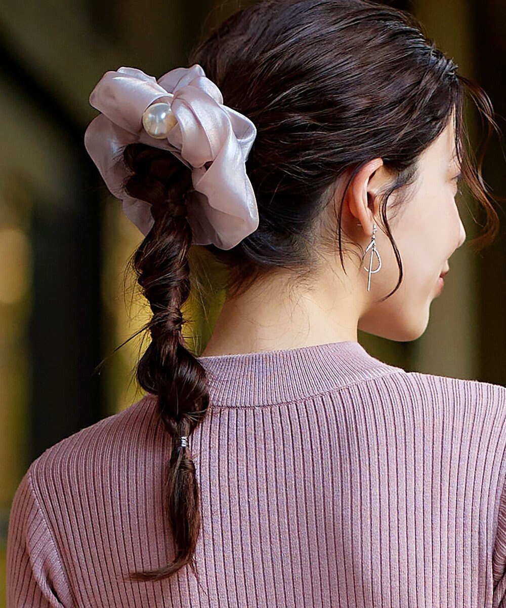 Tiaclasse パール付きオーガンジーシュシュ 