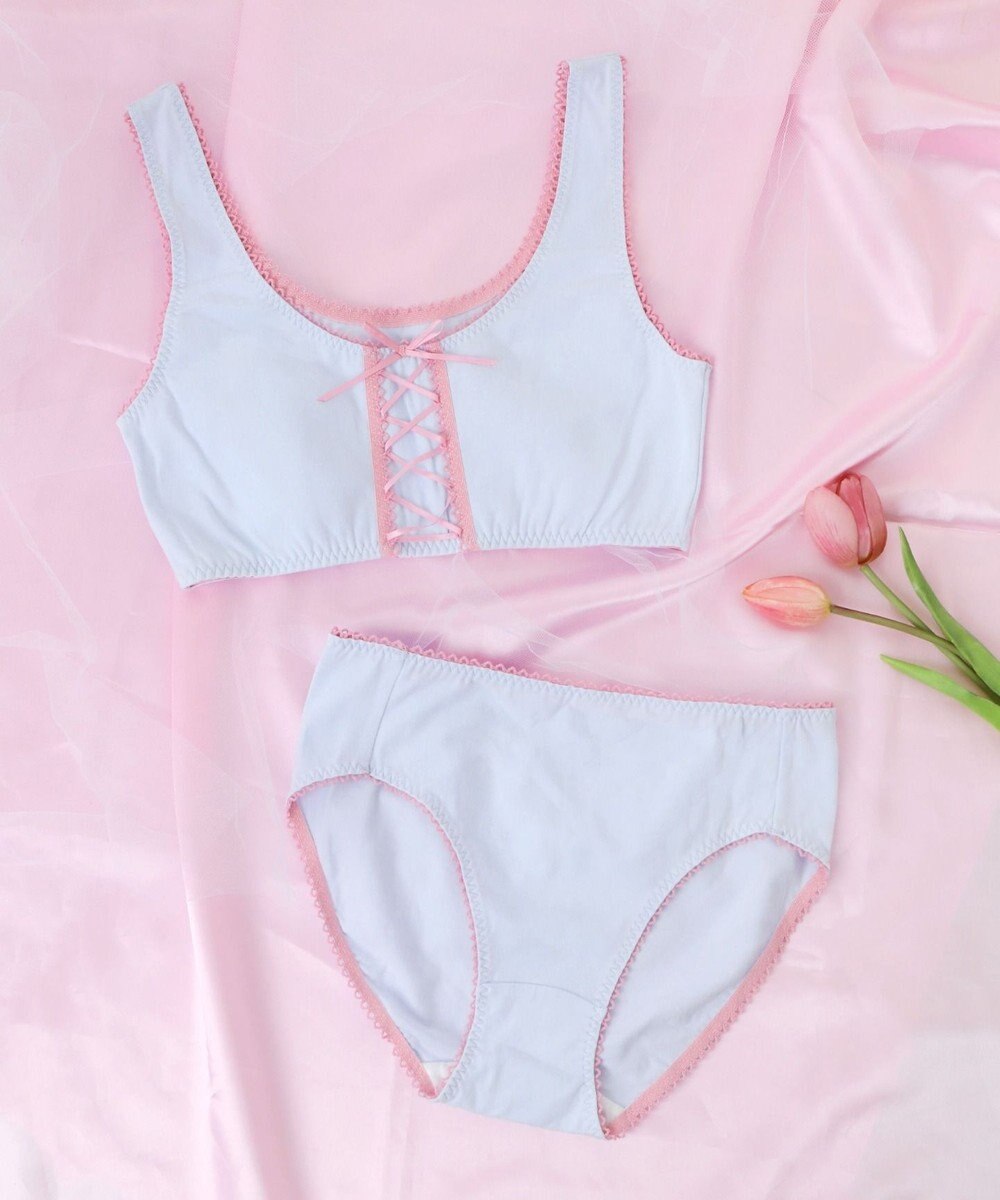 WEGO 【ハーフトップ＆ショーツセット】Liliane　Ciel　　レースアップリボン 