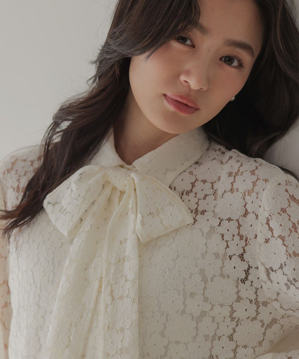 組曲 S 【WEB限定】フラワーラッセルレースシャツライク ブラウス 