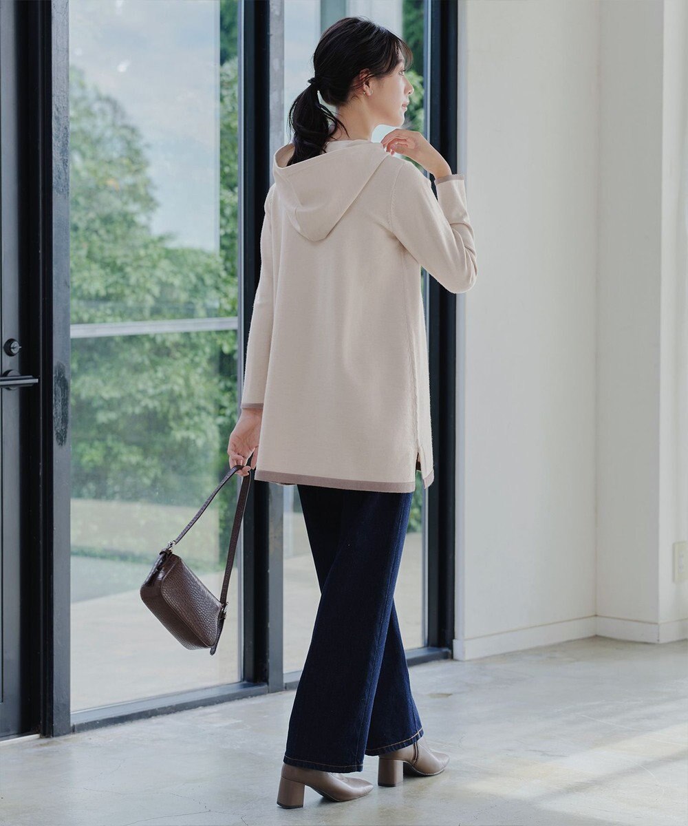 Tiaclasse 【洗える】配色フーディーニットチュニック 