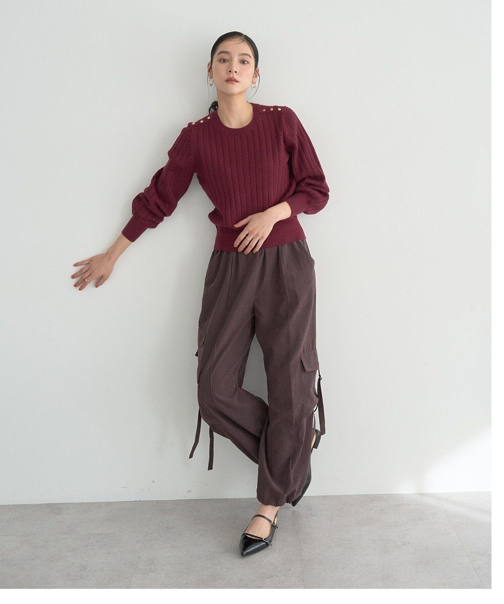 YECCA VECCA 金釦ミニケーブルニット 