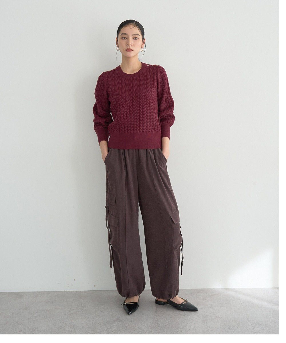 YECCA VECCA 金釦ミニケーブルニット 