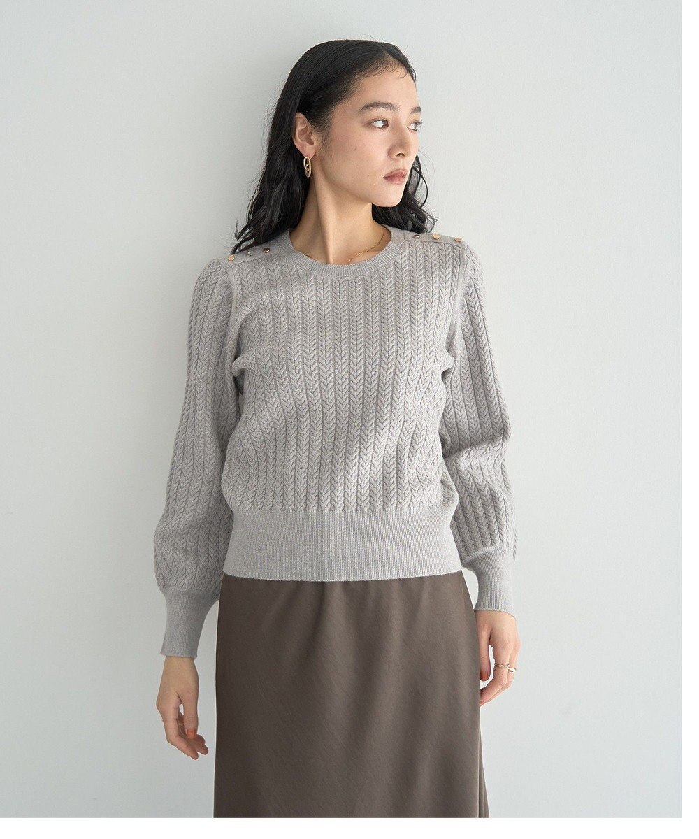 YECCA VECCA 金釦ミニケーブルニット 