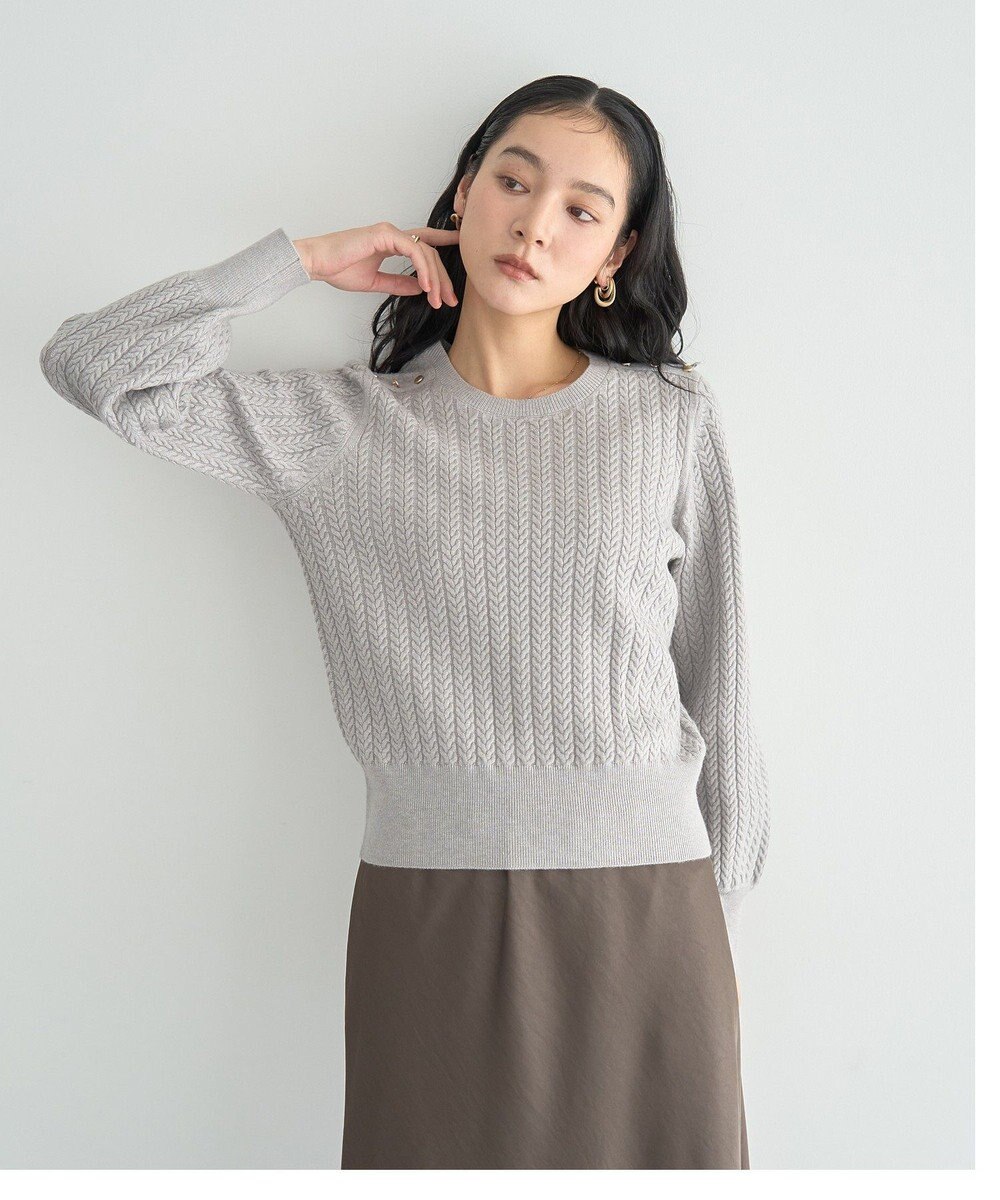 YECCA VECCA 金釦ミニケーブルニット 