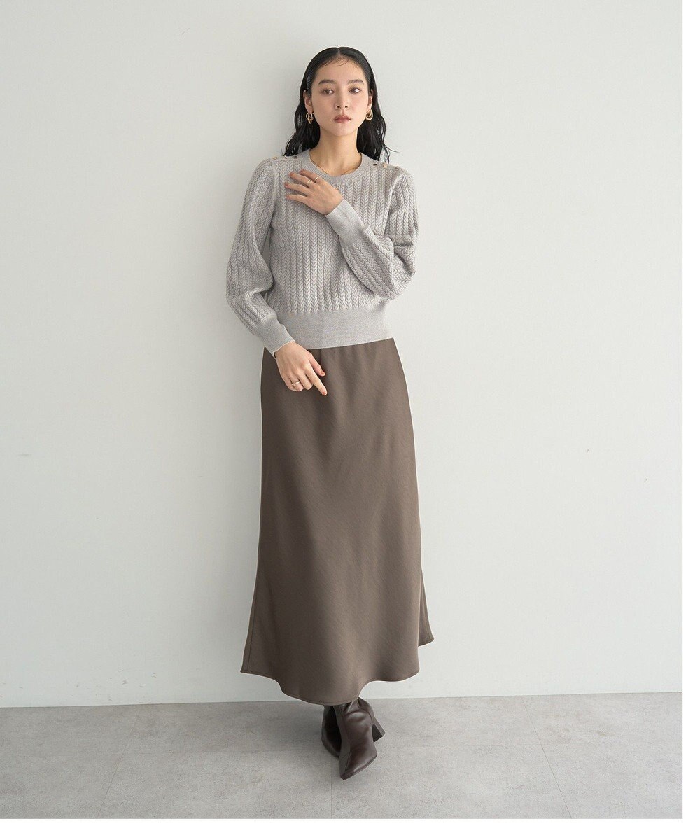 YECCA VECCA 金釦ミニケーブルニット 