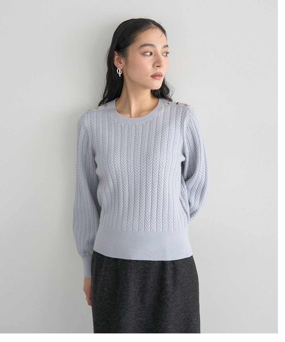 YECCA VECCA 金釦ミニケーブルニット 