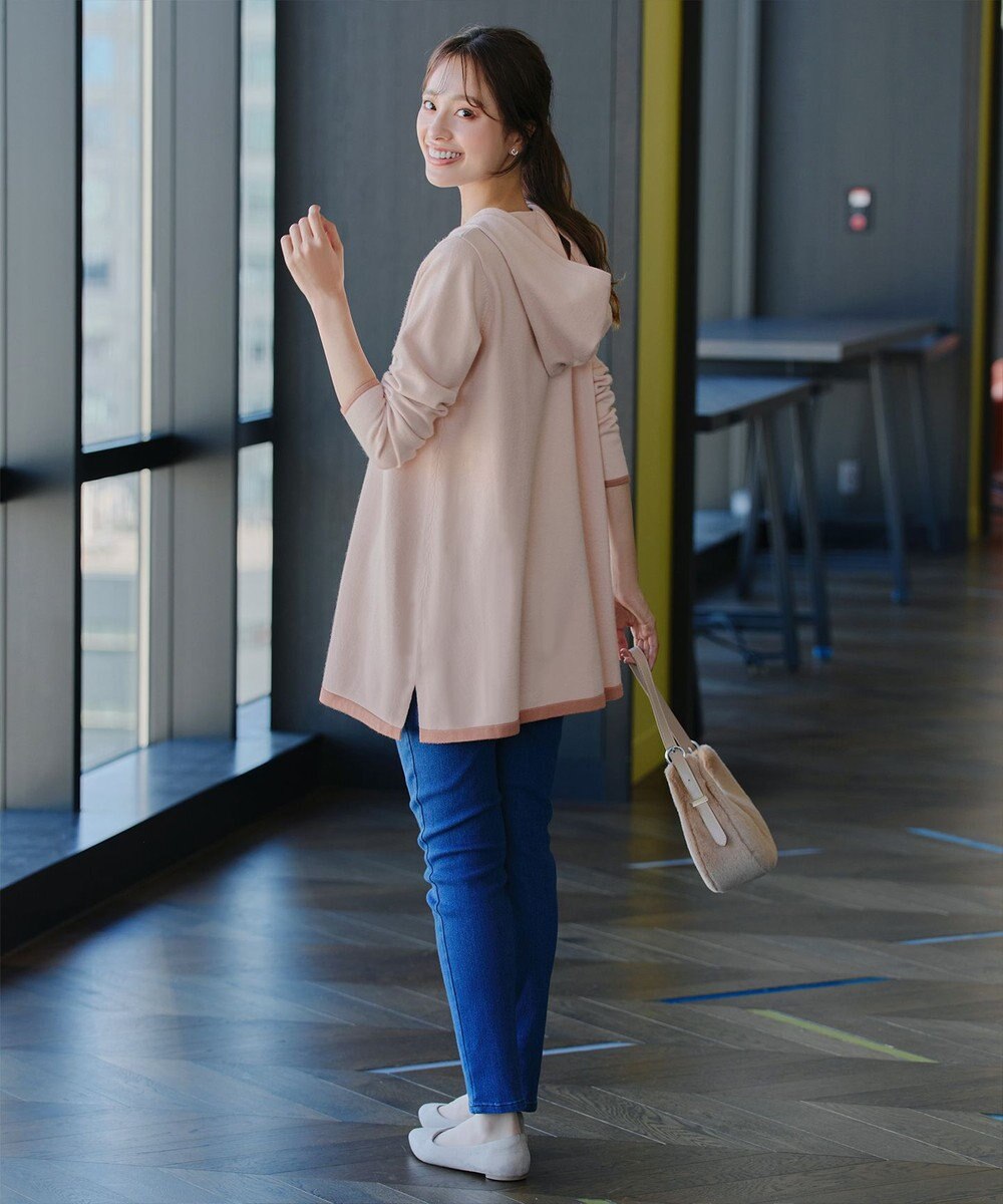 Tiaclasse 【洗える】配色フーディーニットチュニック 