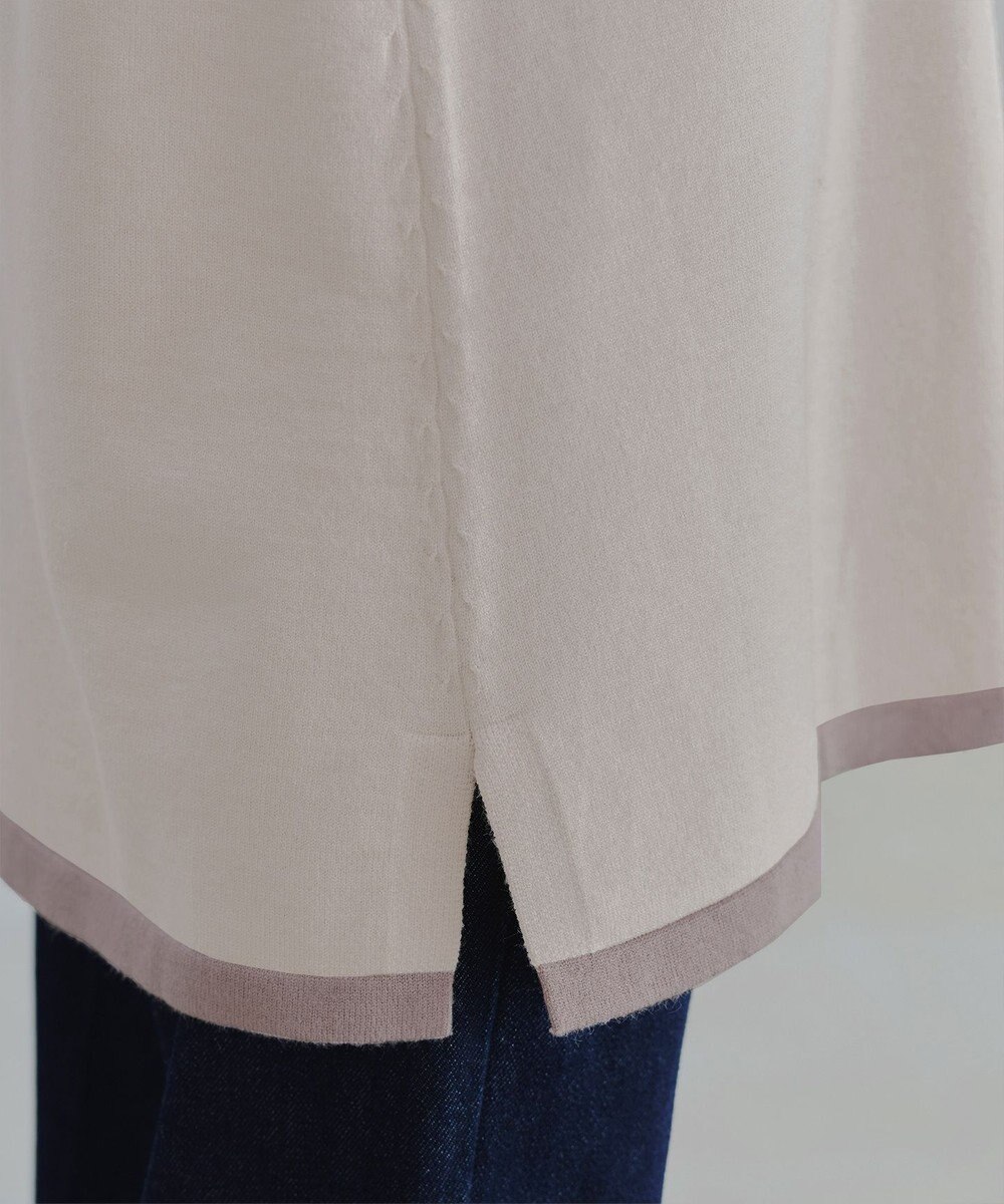 Tiaclasse 【洗える】配色フーディーニットチュニック 