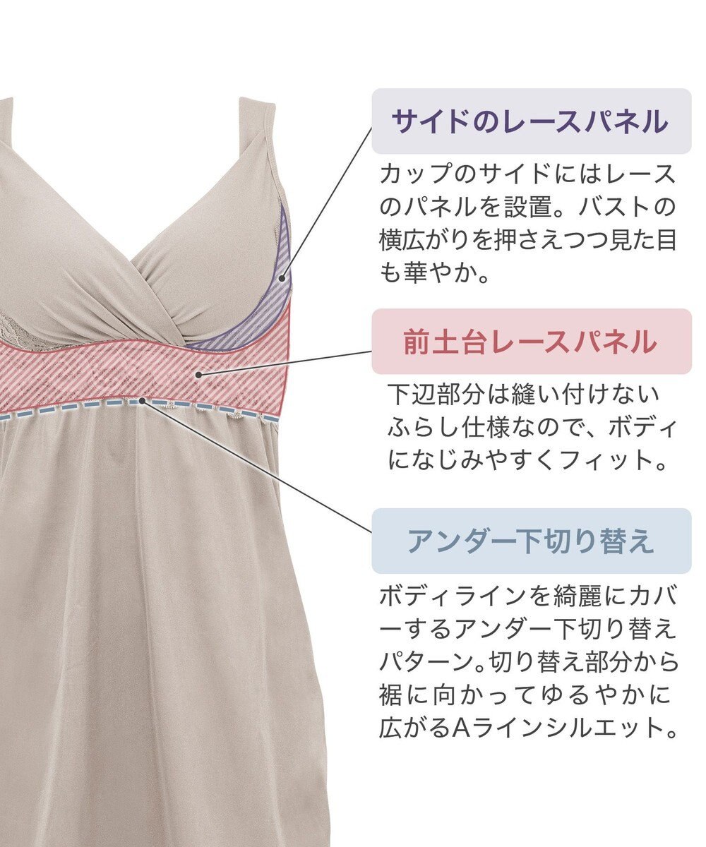 BRADELIS New York 【BRADELIS NewYork peace】綿混キャッチャーカップレースブラスリップ ボディラインをカバーする補整スリップ 