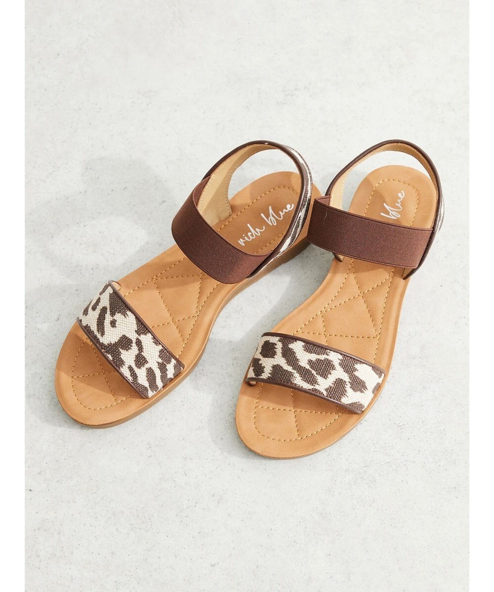 Green Parks ・ｒｉｃｈ　ｂｌｕｅ　雑材ゴムストラップサンダル 