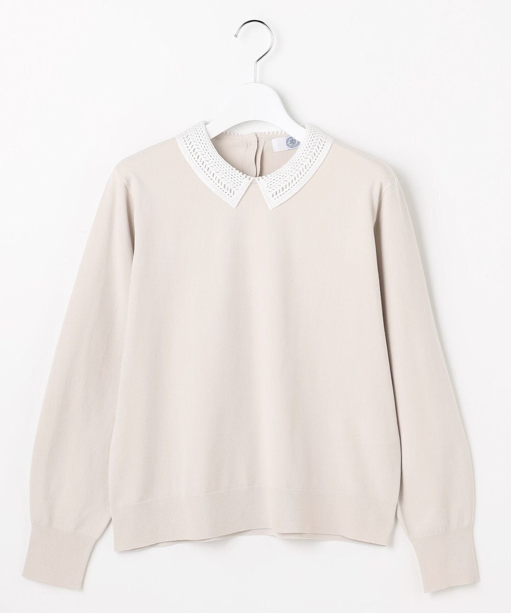 J.PRESS LADIES L レーヨンストレッチ 刺繡襟 ニット 