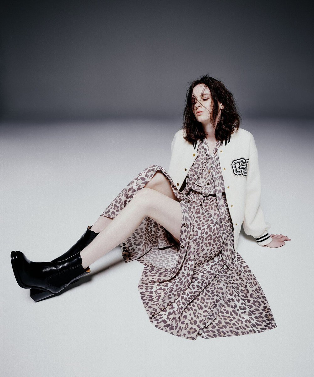 GRACE CONTINENTAL レオパードドレープドレス 