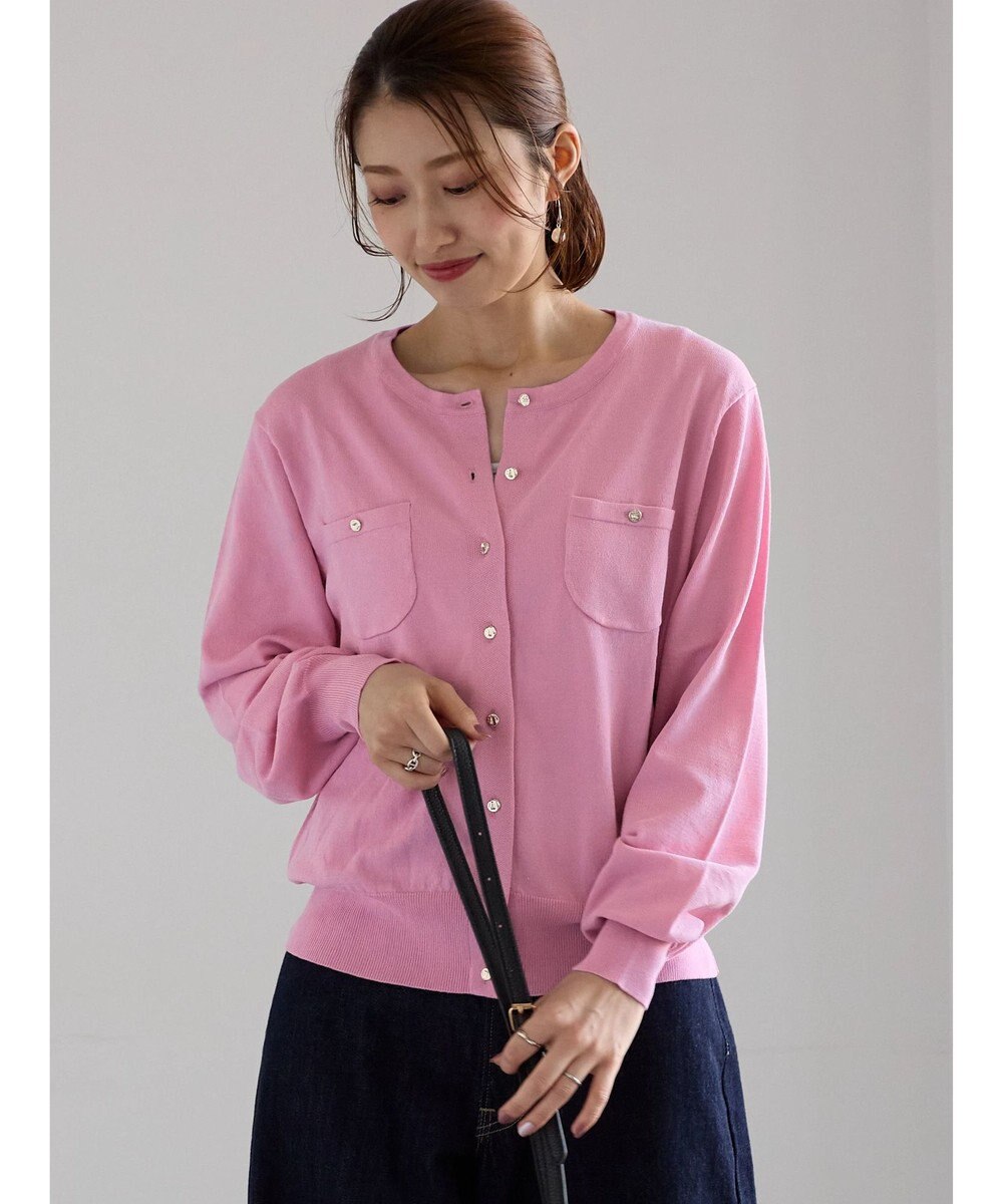 Te chichi ポケットデザインクルーネックカーディガン 