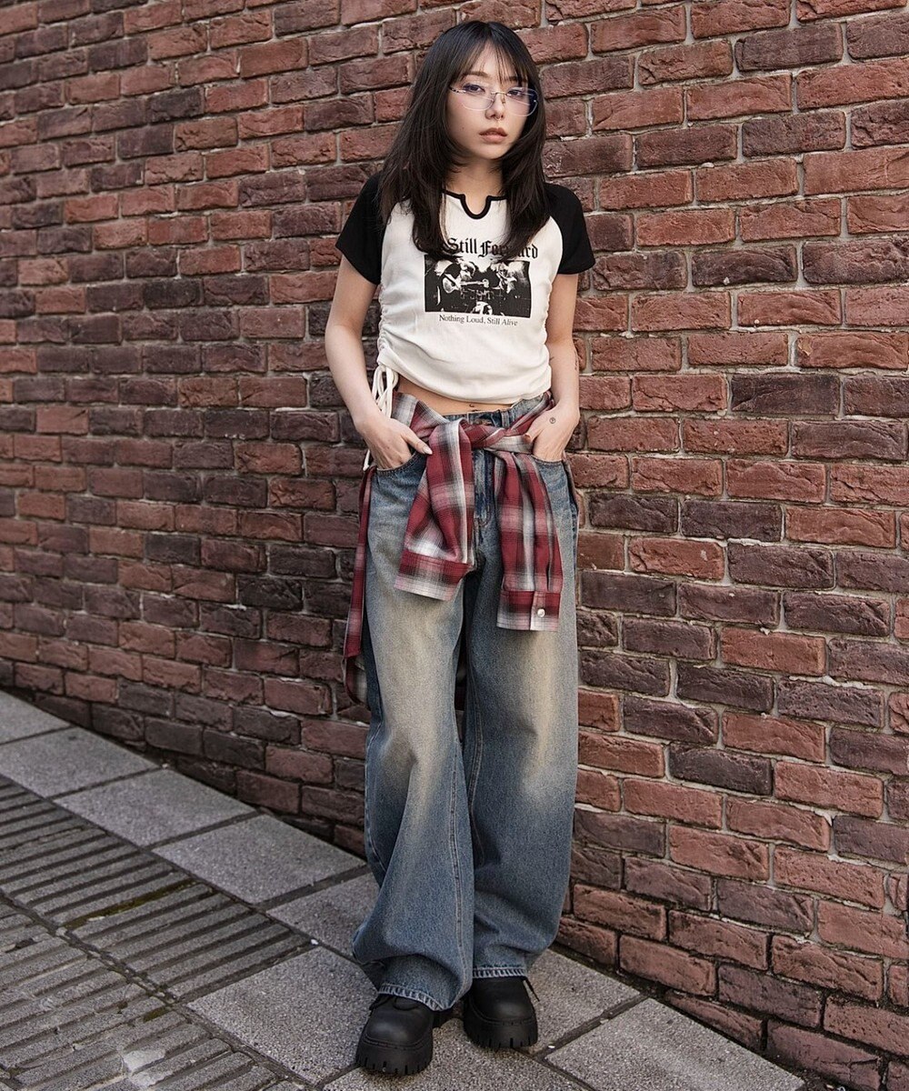 WEGO キーネックサイドレースアップちびT 