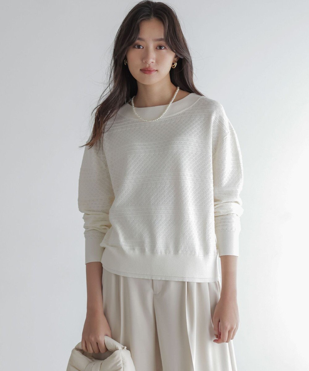 組曲 S 編み柄ディテールニット 