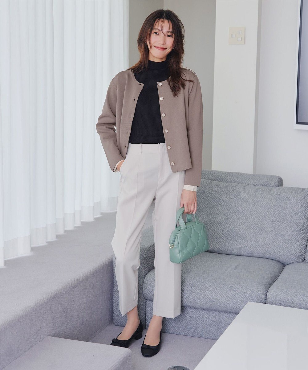 Tiaclasse L 【洗える】スポンジニットパールボタンカーディガン 